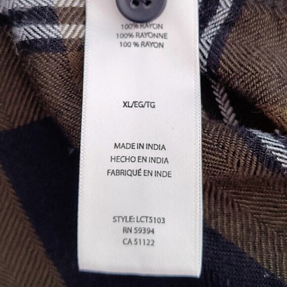 BeachLunchLounge Button Up Shirt Wmn's Sz XL Brown Check Long Sleeve - Picture 9 of 13